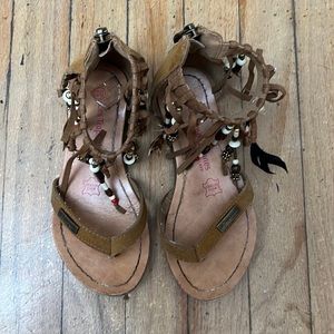 Les tropeziennes sandales - Leather- Camel - size 12